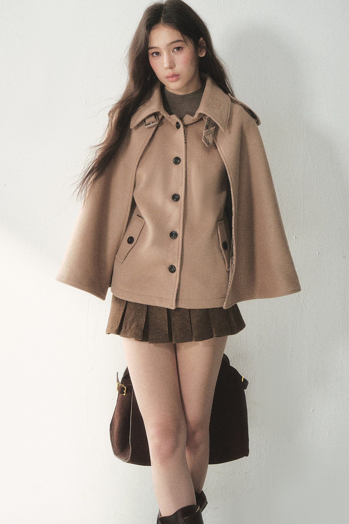 Retro Plaid Woolen Cape