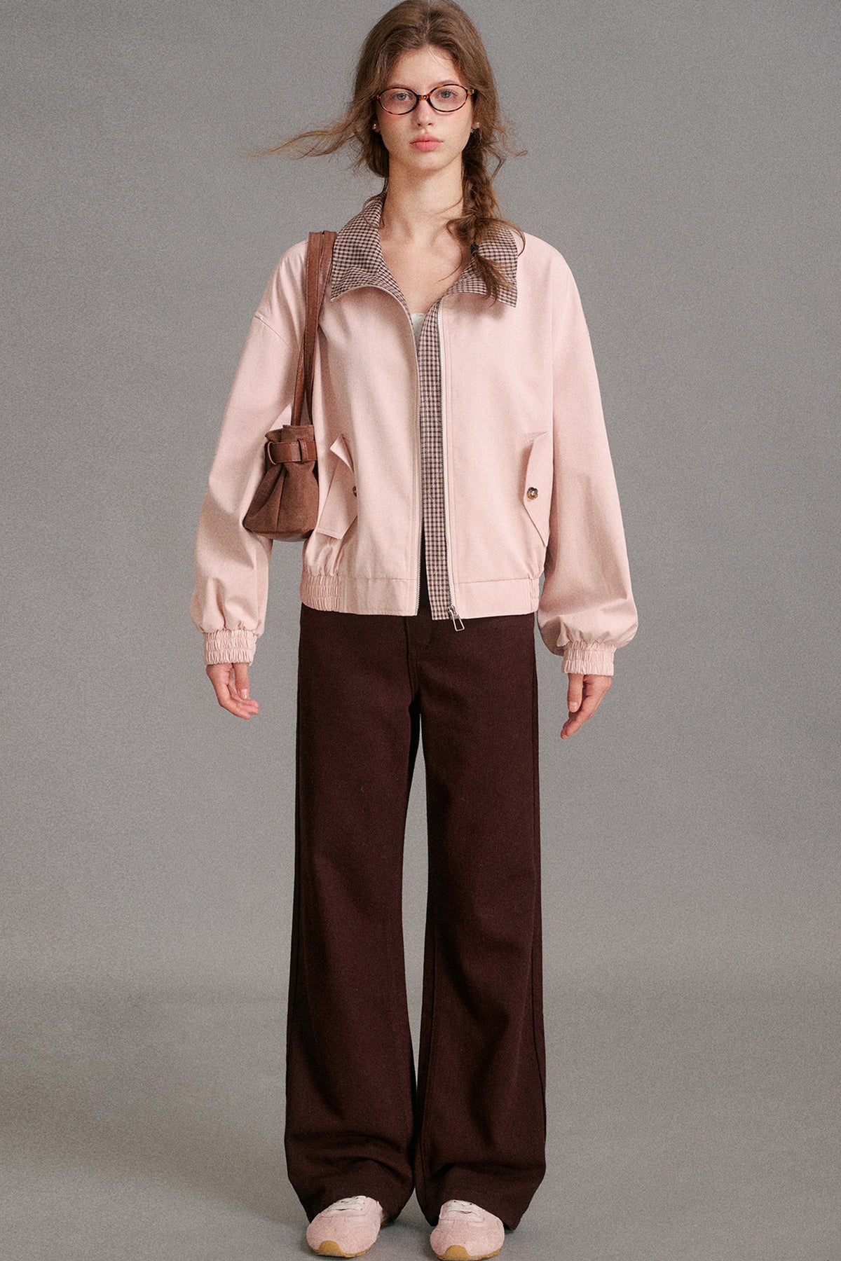 Mid-Waist Straight-Leg Plaid Bow Jeans