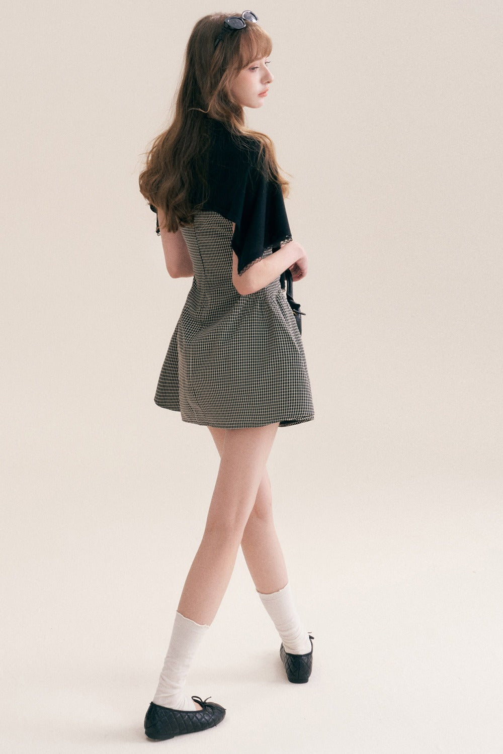 Black White Check Dress and Cardigan Set-Up
