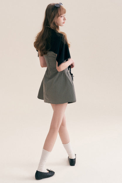 Black White Check Dress and Cardigan Set-Up
