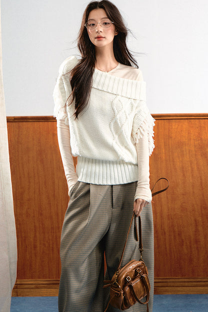 Korean Slanted Shoulder Sweater