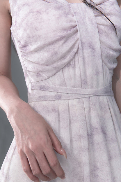 Cloud Smoke Purple Bow Tie Dress