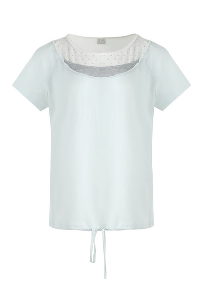 Star Neckline Layered-Look Knit Top