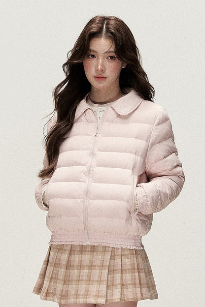 Wendbare Daunenjacke aus Cord mit Bubikragen