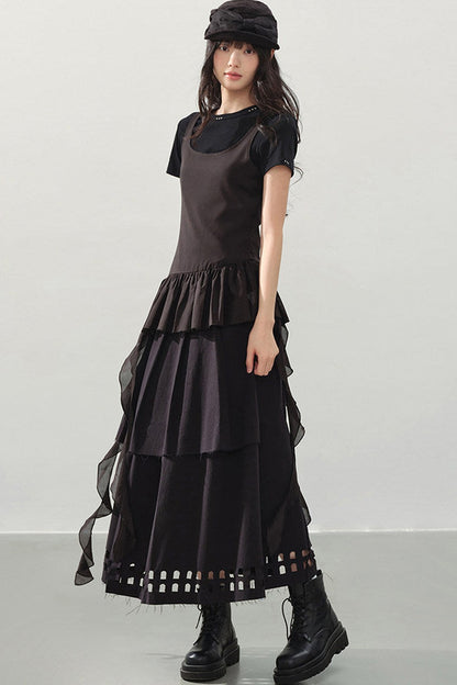 Camisole Asimétrico con Volantes Negro