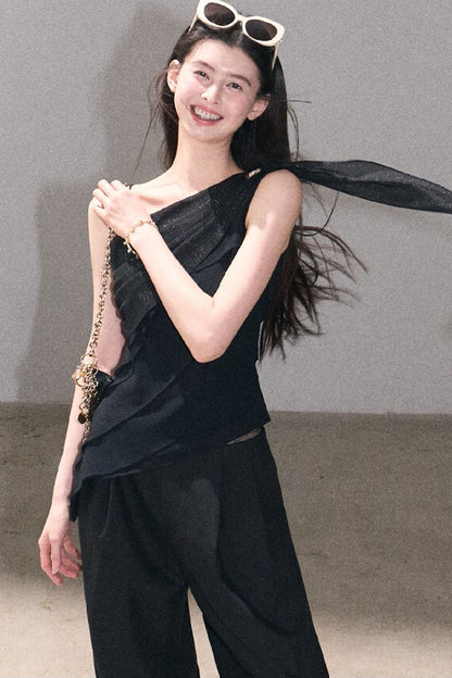 Asymmetrical Shoulder-Cut Tank Top
