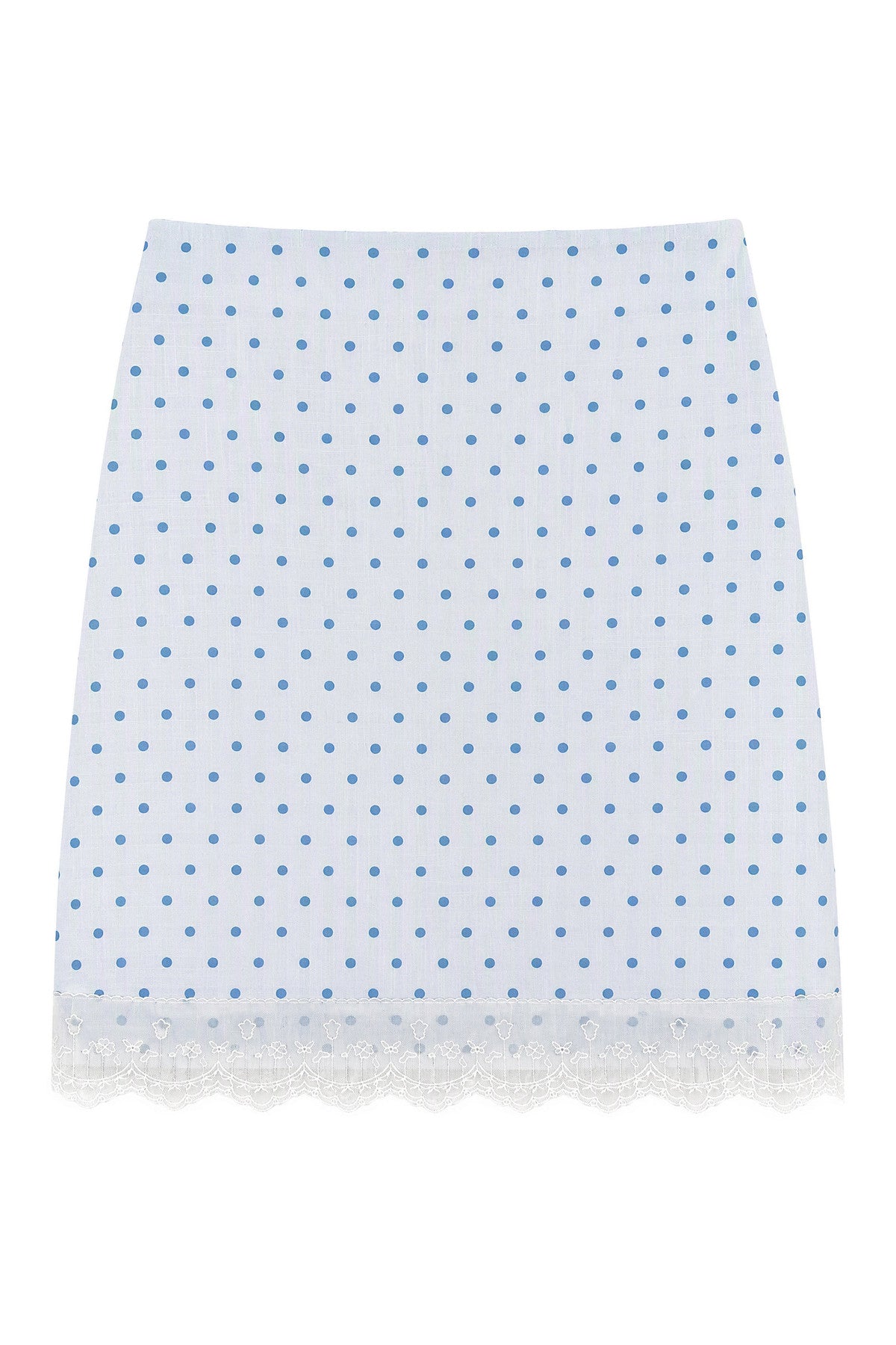 Light Blue Knitted Cardigan and Polka Dot Midi Skirt Set-Up