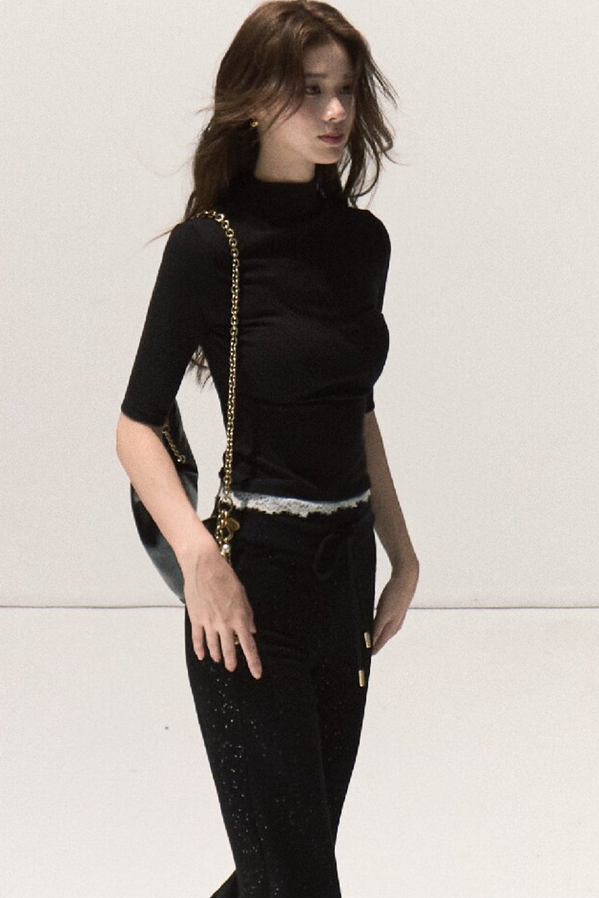 Wool Half-High Collar Knit Top