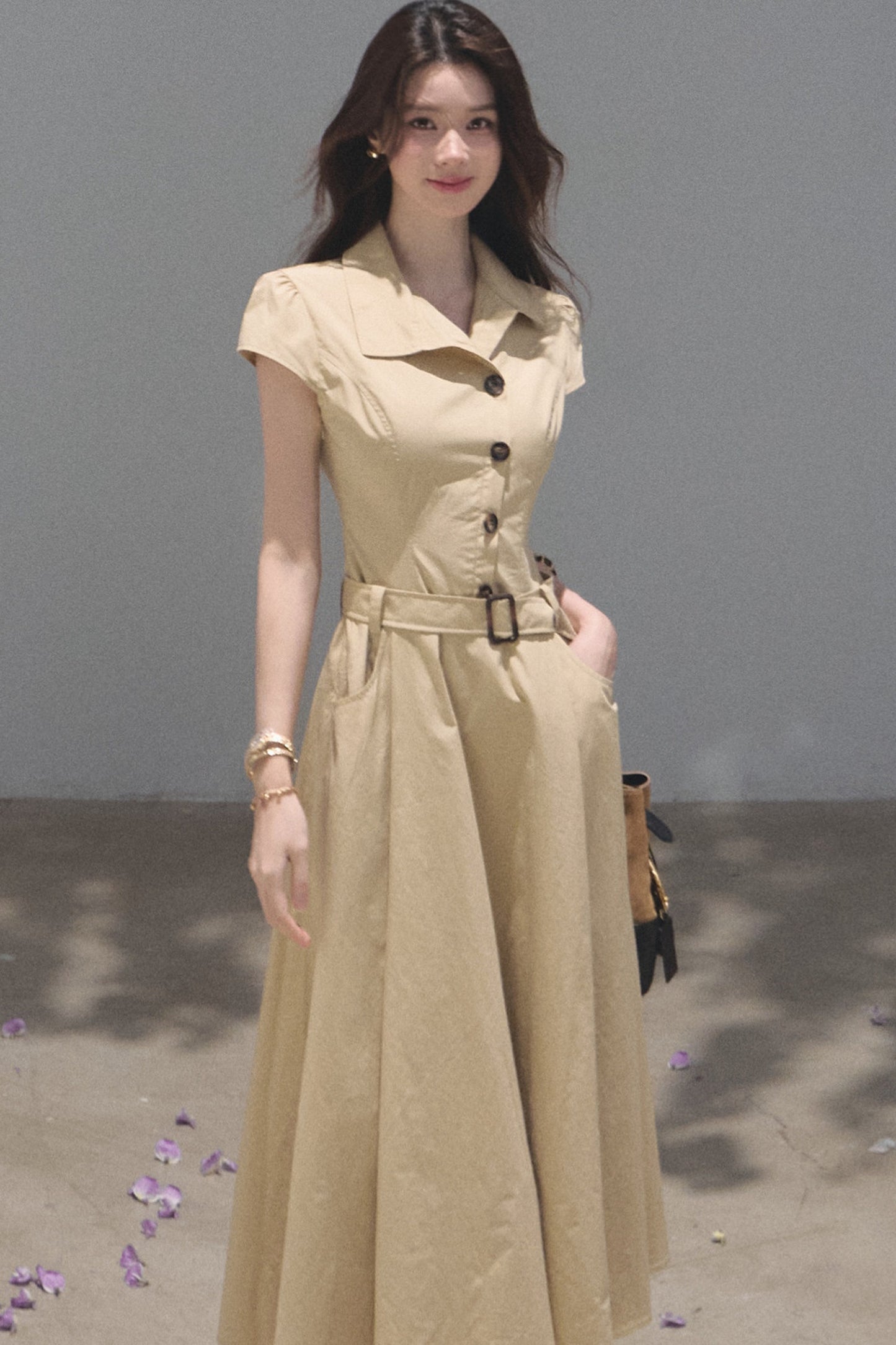 Lyocell Short-Sleeved Shirt Dress