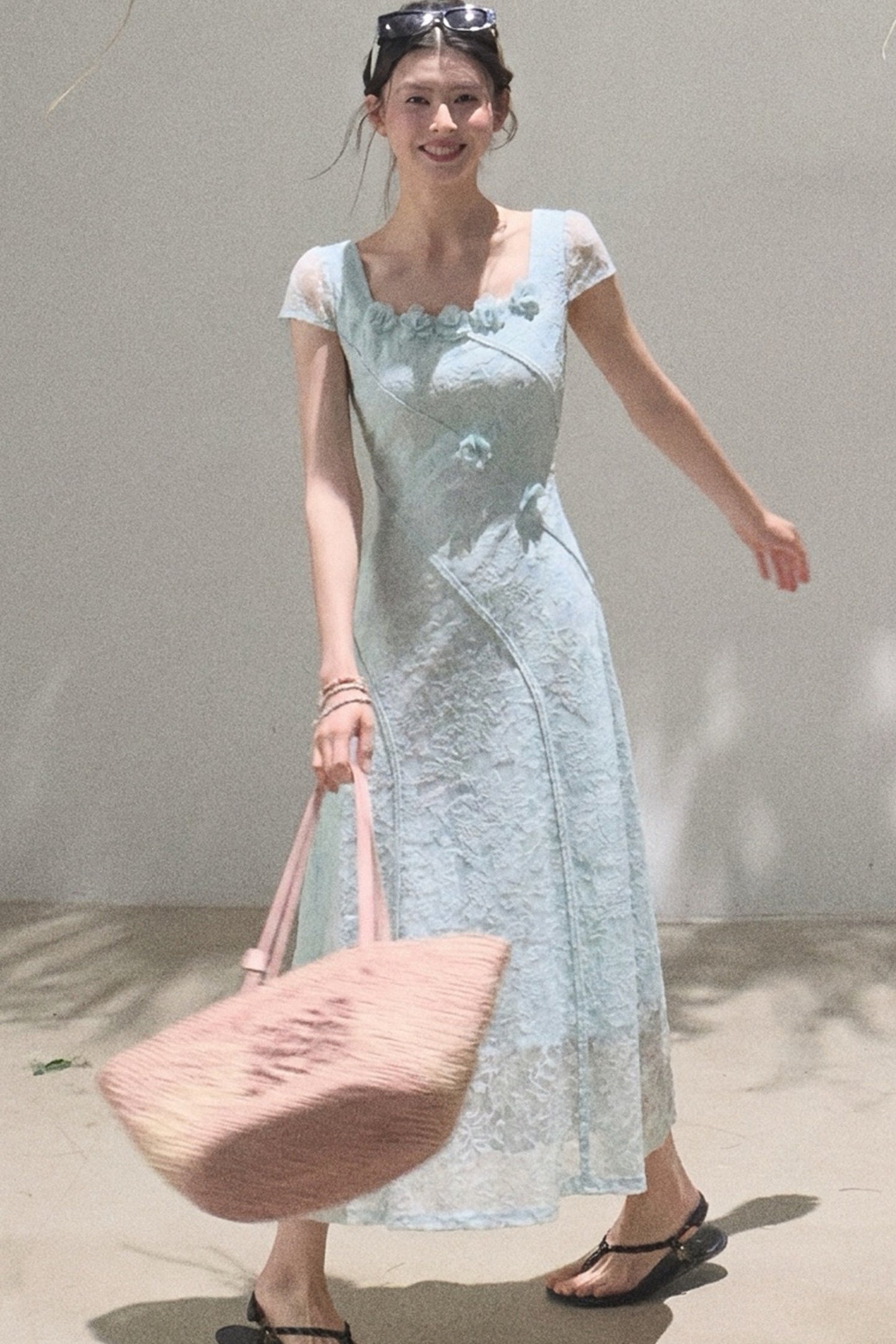 Abito jacquard color menta Mambo