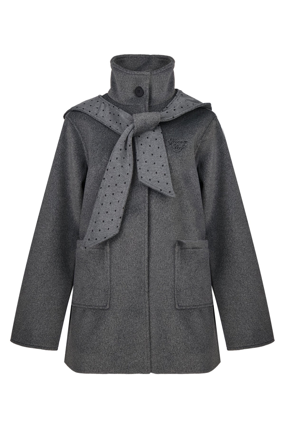 Polka Dot Sleeve Woolen Coat