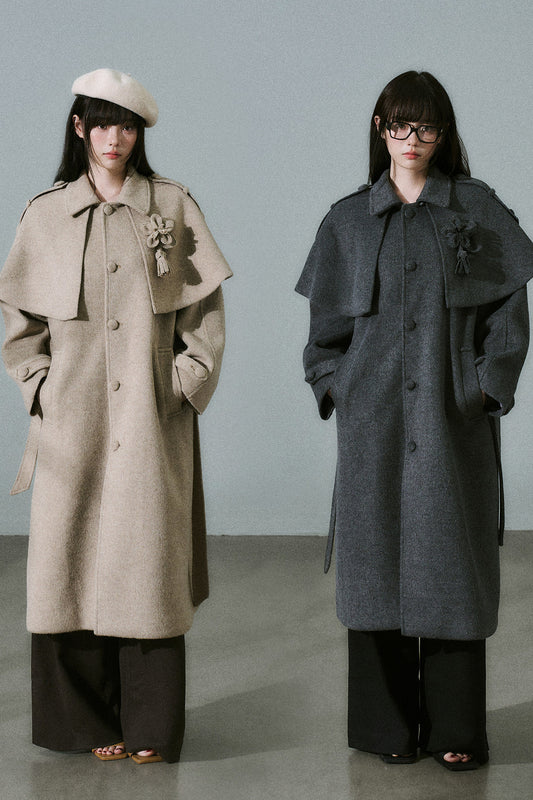 Handmade Floral Wool Coat