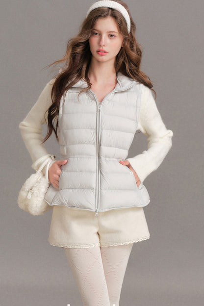 Hooded Ribbed Down Vest