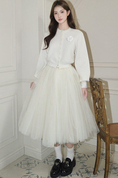 White Mesh Tutu Skirt