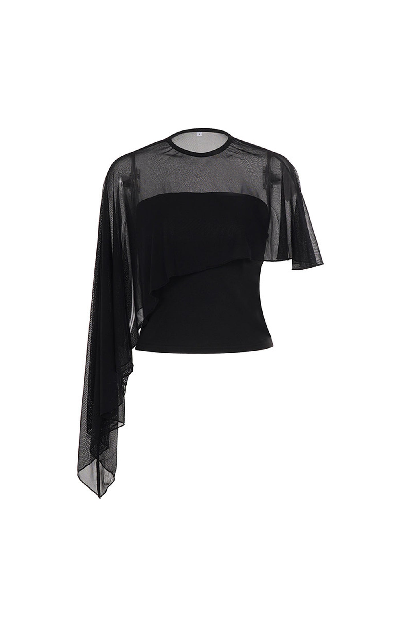 Asymmetrical Mesh Vest and Tube Top T-Shirt Set