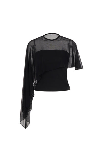 Asymmetrical Mesh Vest and Tube Top T-Shirt Set