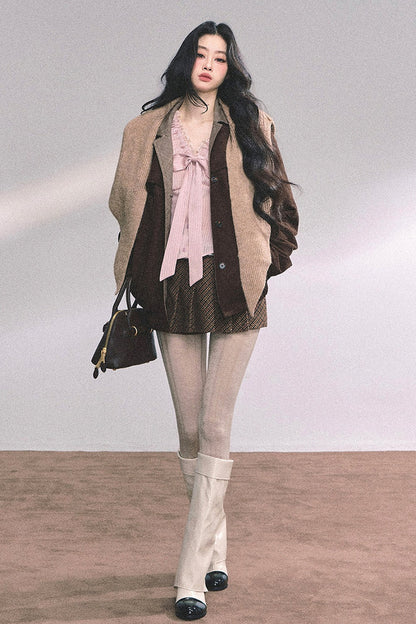 Lace Striped Autumn Blouse