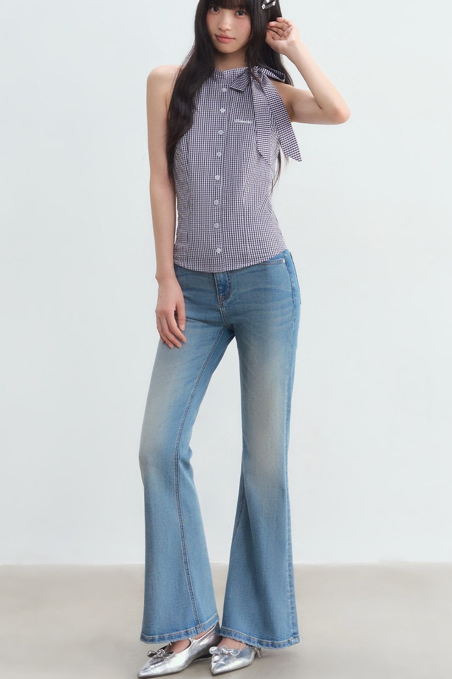 Plaid Bow Tie Halter Top