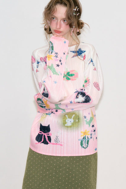 Pink Mist Pleated Blouse
