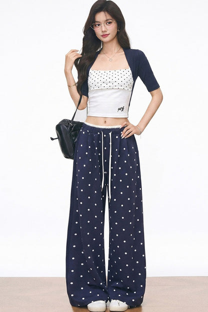 Polka Dot Mid-Sleeve Top Set-Up