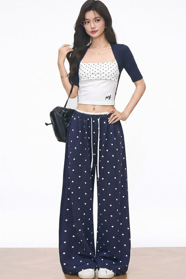 Polka Dot Mid-Sleeve Top Set-Up