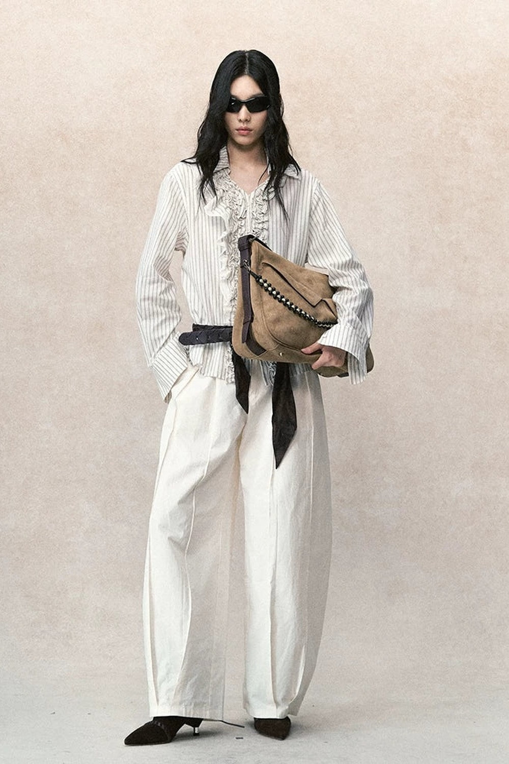 Asymmetrical Lace Jacquard Blouse
