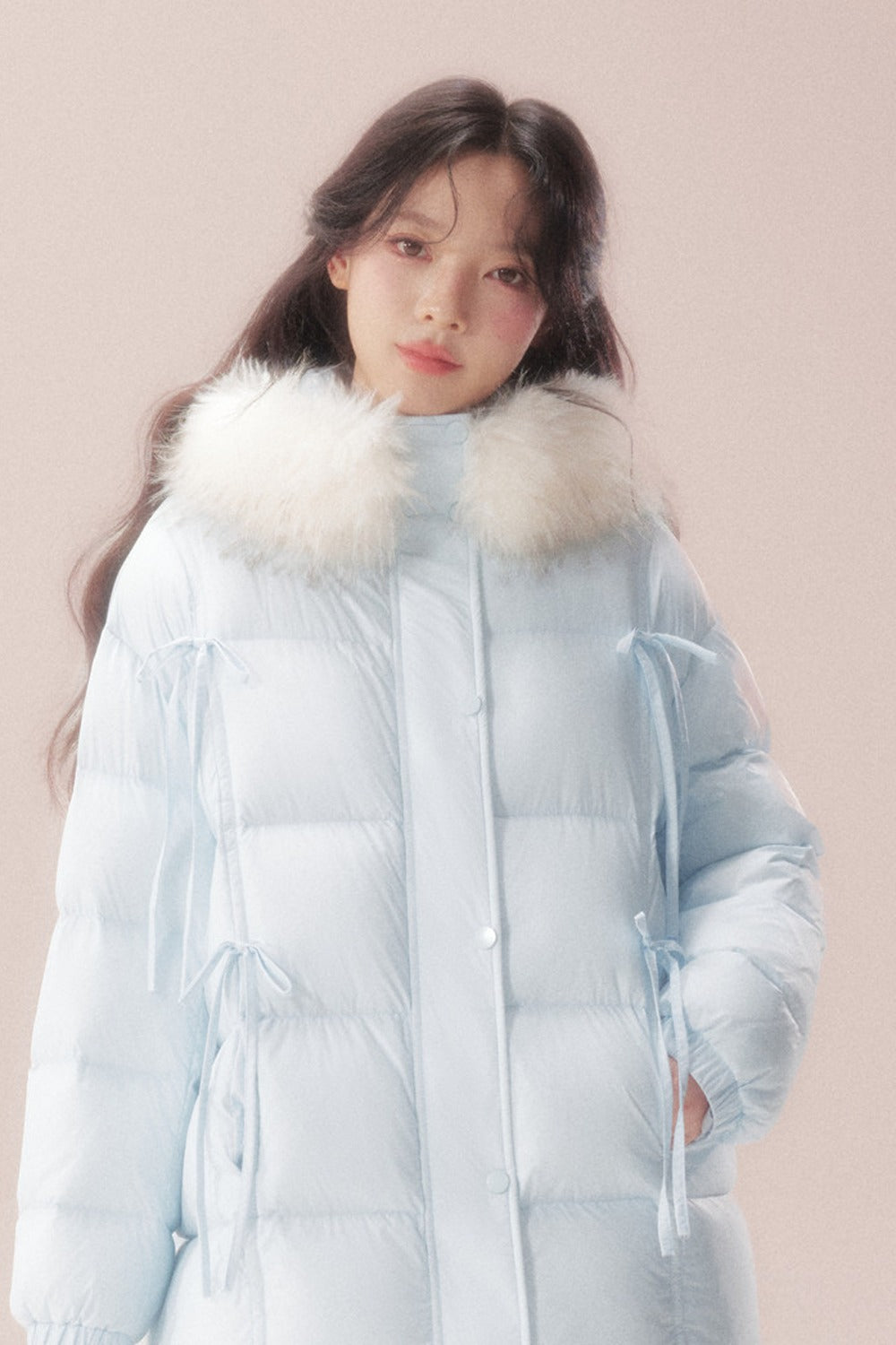 Snow Bow Fur Collar Down Jacket