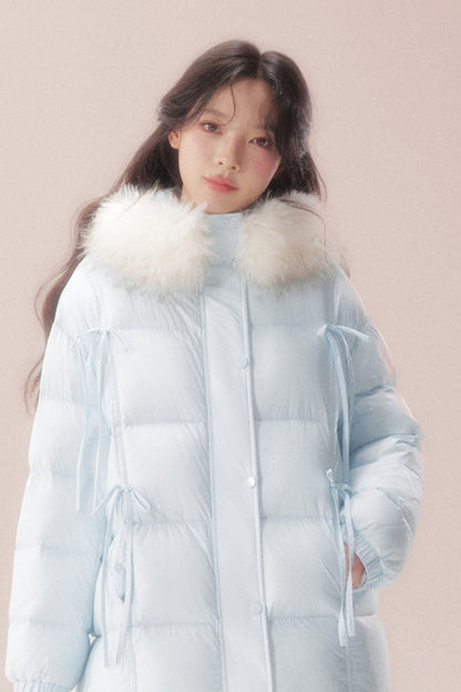 Snow Bow Fur Collar Down Jacket