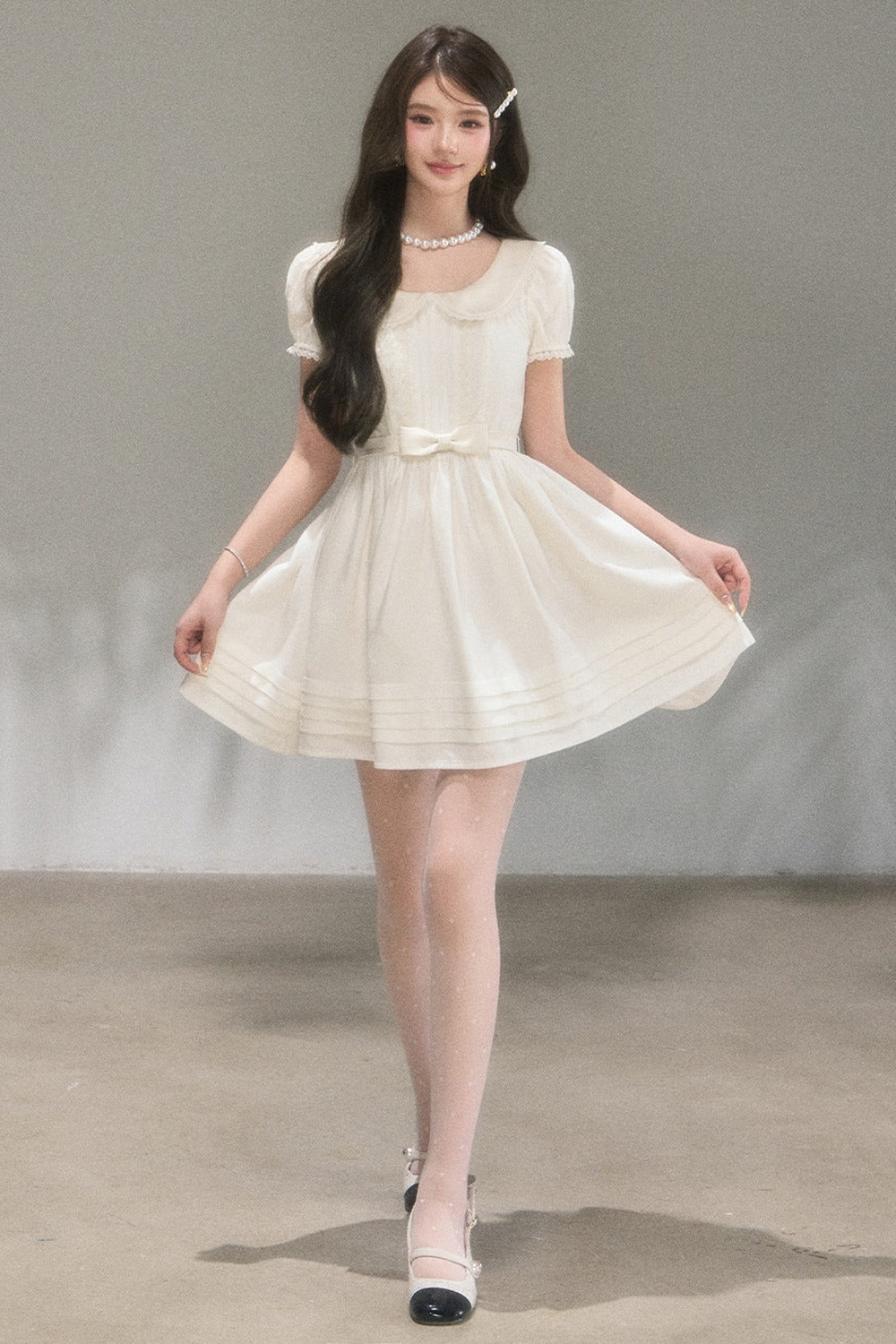 Robe trapèze blanche pure conte de fées