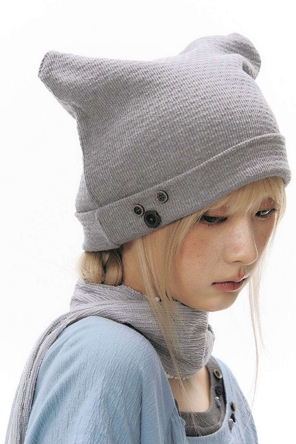 Textured Knitted Cat Ear Headwrap Hat