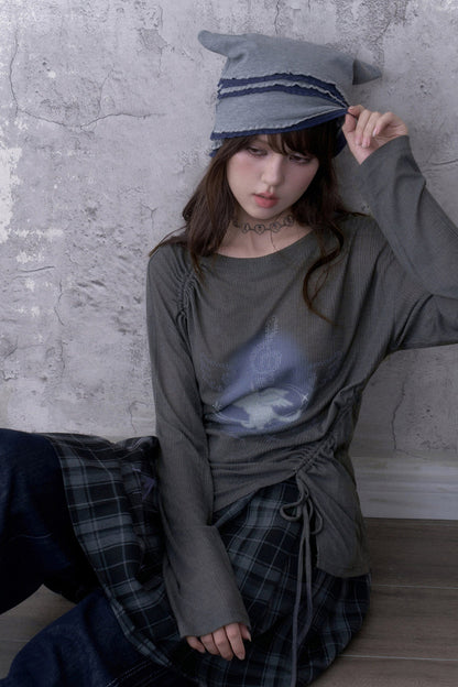 Gray Unicorn Drawstring T-Shirt