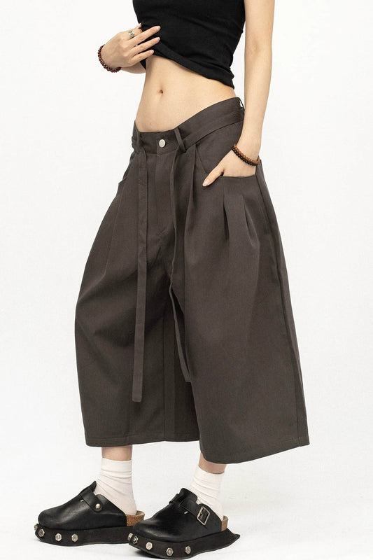 American Retro Pleated Wide-Leg Pants