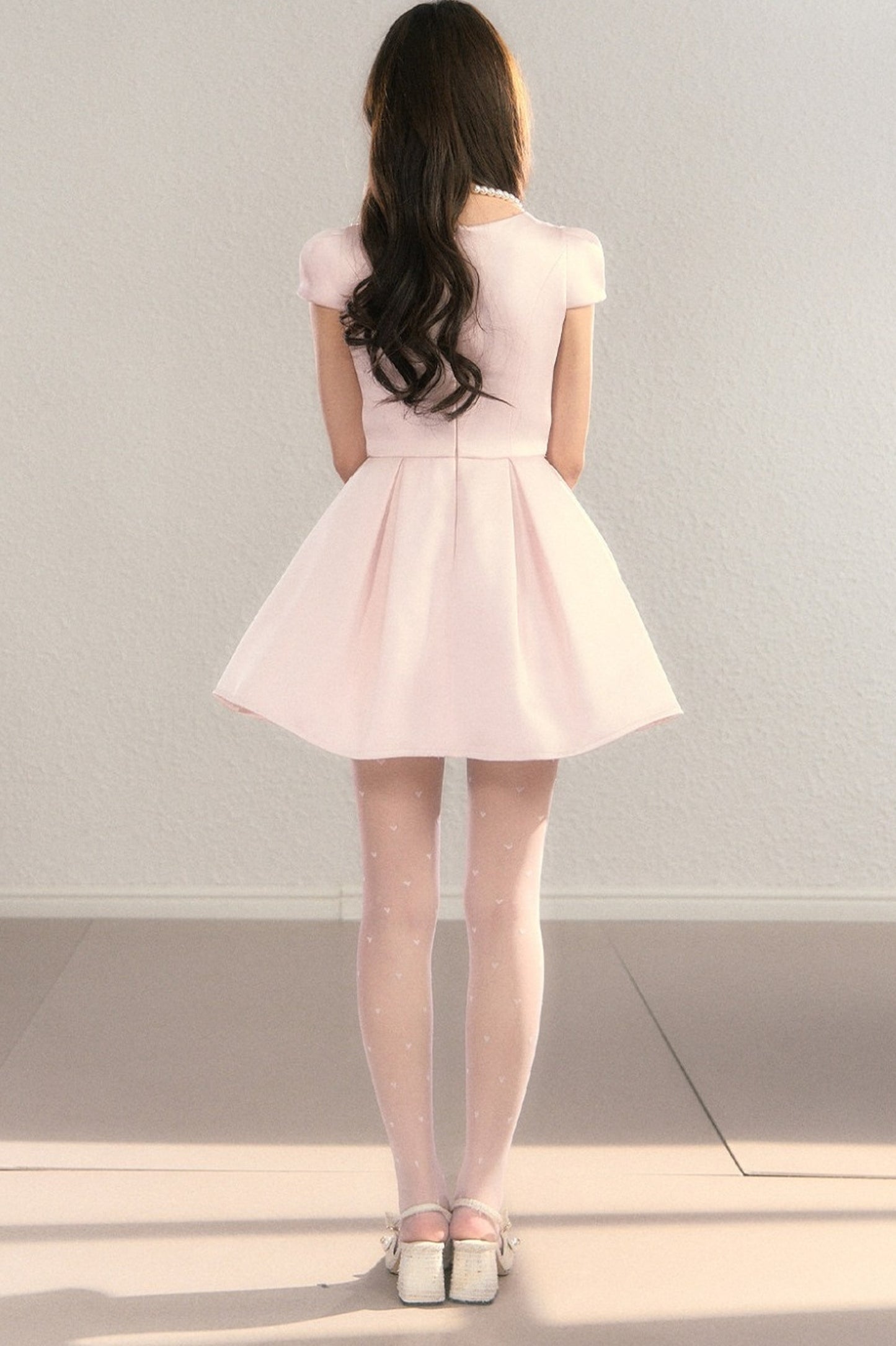 Satin Embroidery Bow A-Line Dress