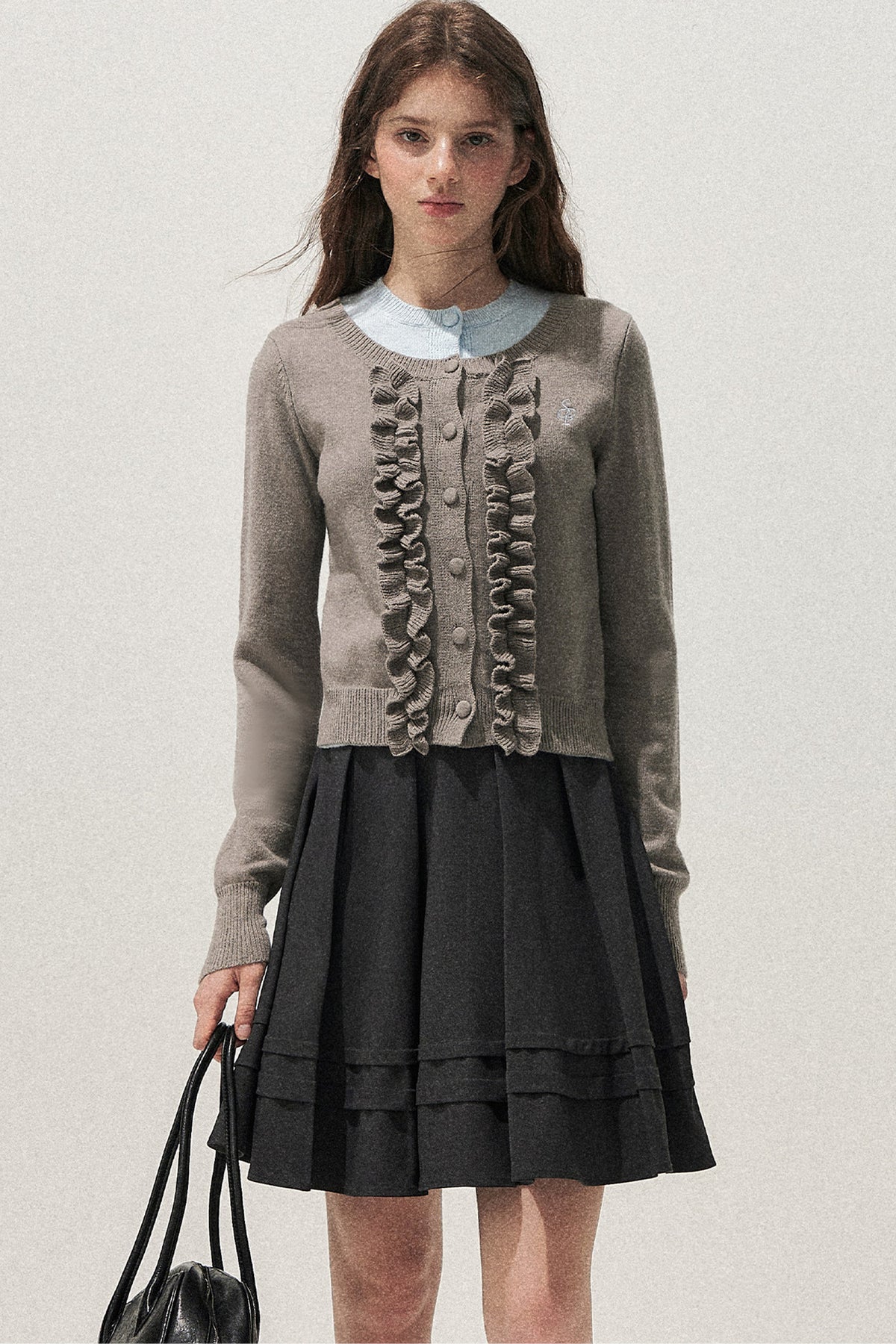 Layered-Look Floral Ruffle Sweater