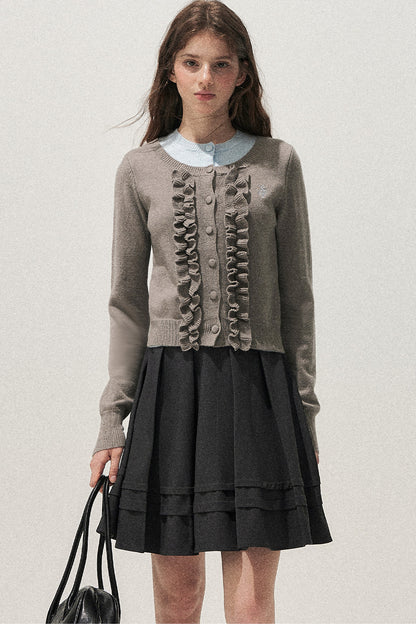Layered-Look Floral Ruffle Sweater