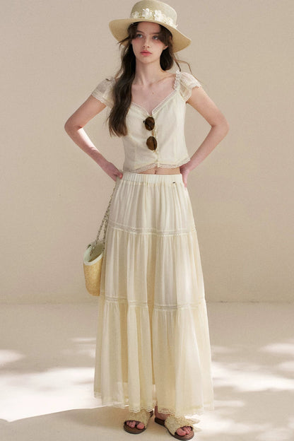 Tencel Lace Top and Skirt Set