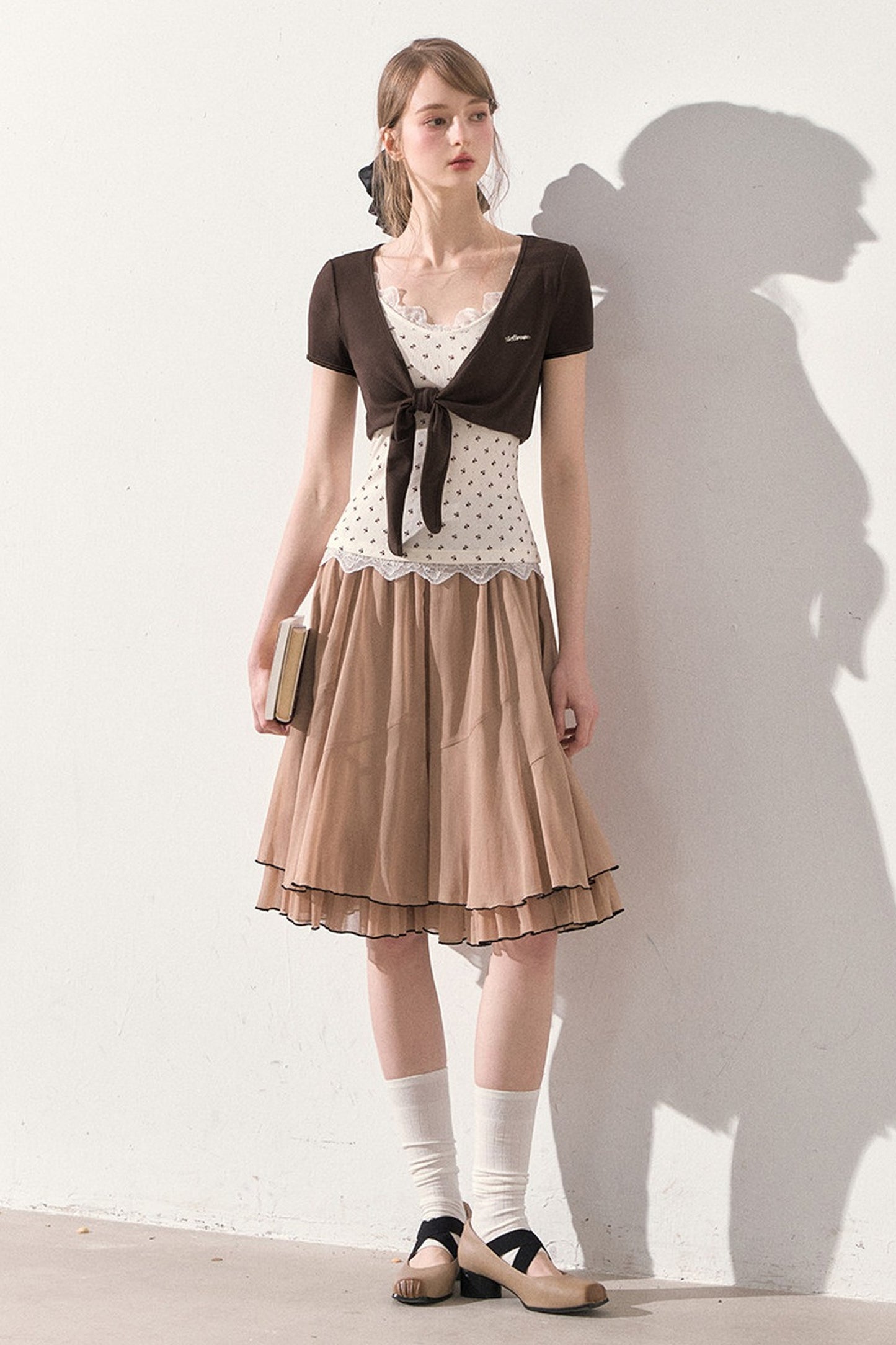 Vintage Printed Lace Vest with Bolero, Skirt and Jacket Set