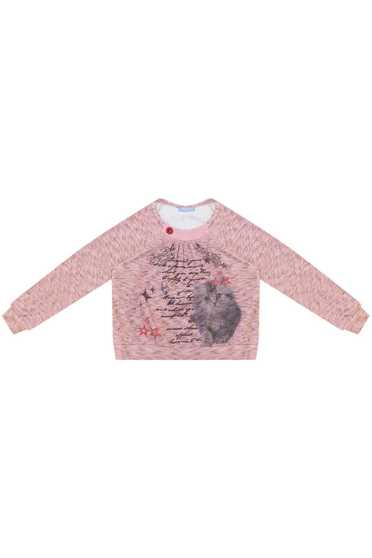 Distressed Cat Print Sweatshirt