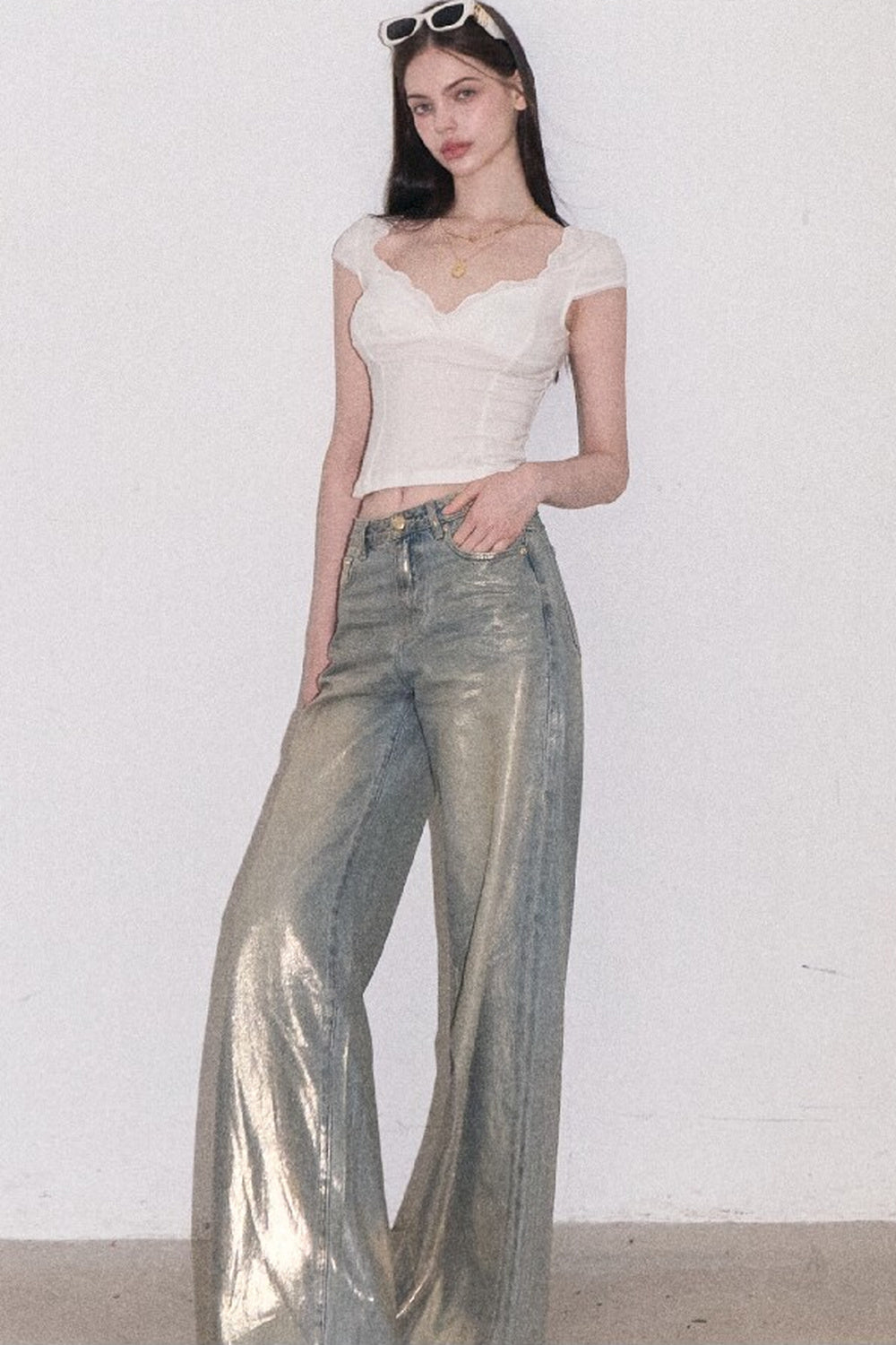 Retro Gradient Cotton Jeans
