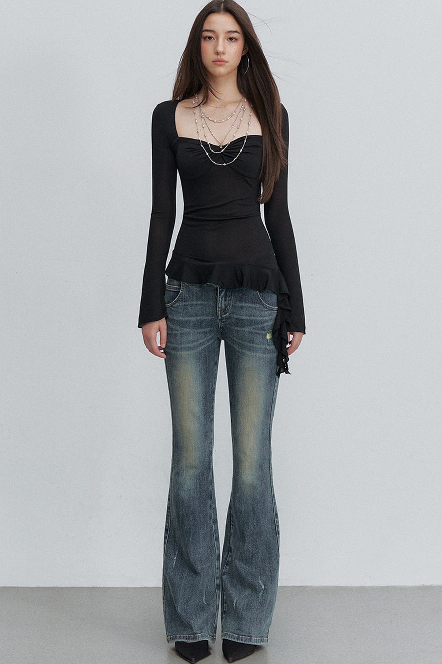 Twist Ruffle Pleated Blouse