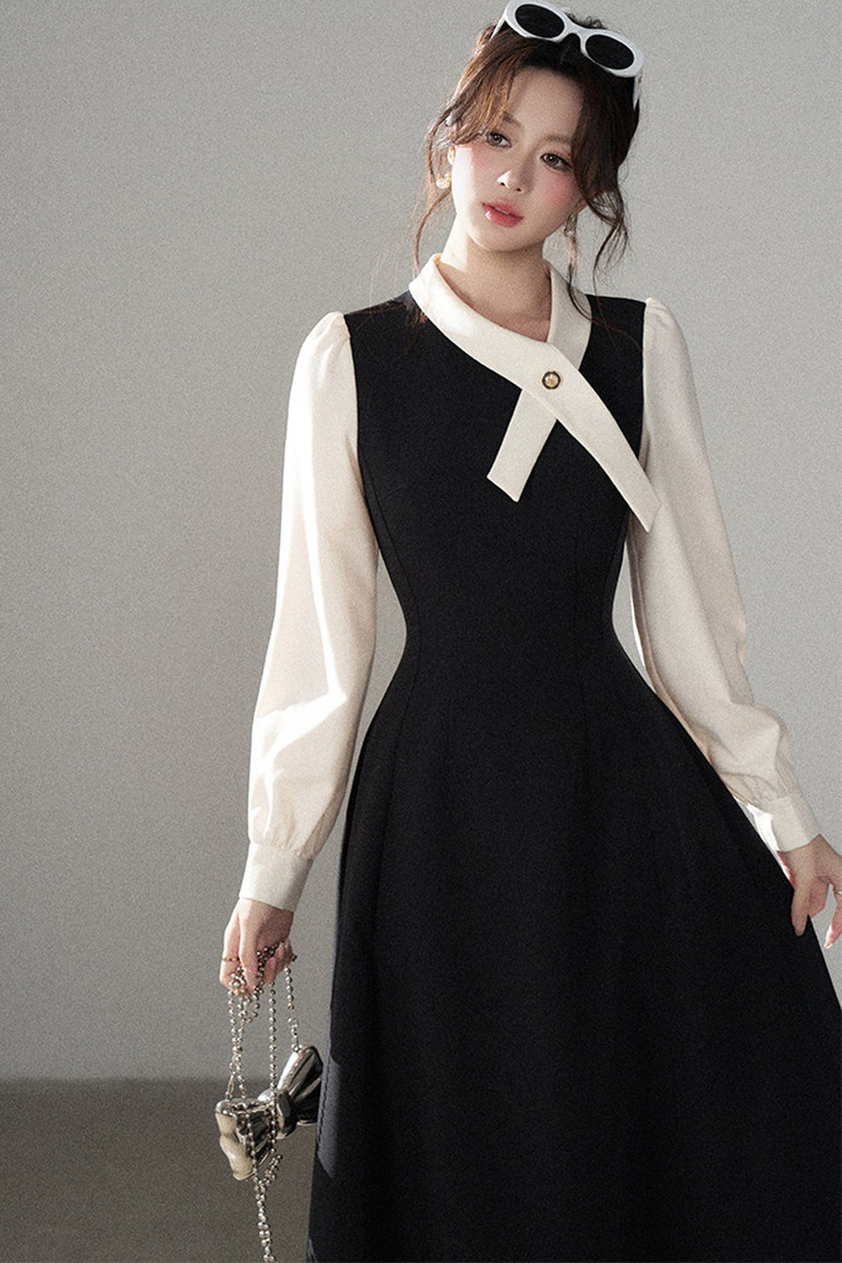 Contrasting Color Long Dress