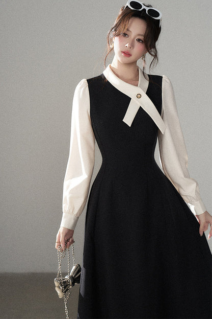 Contrasting Color Long Dress