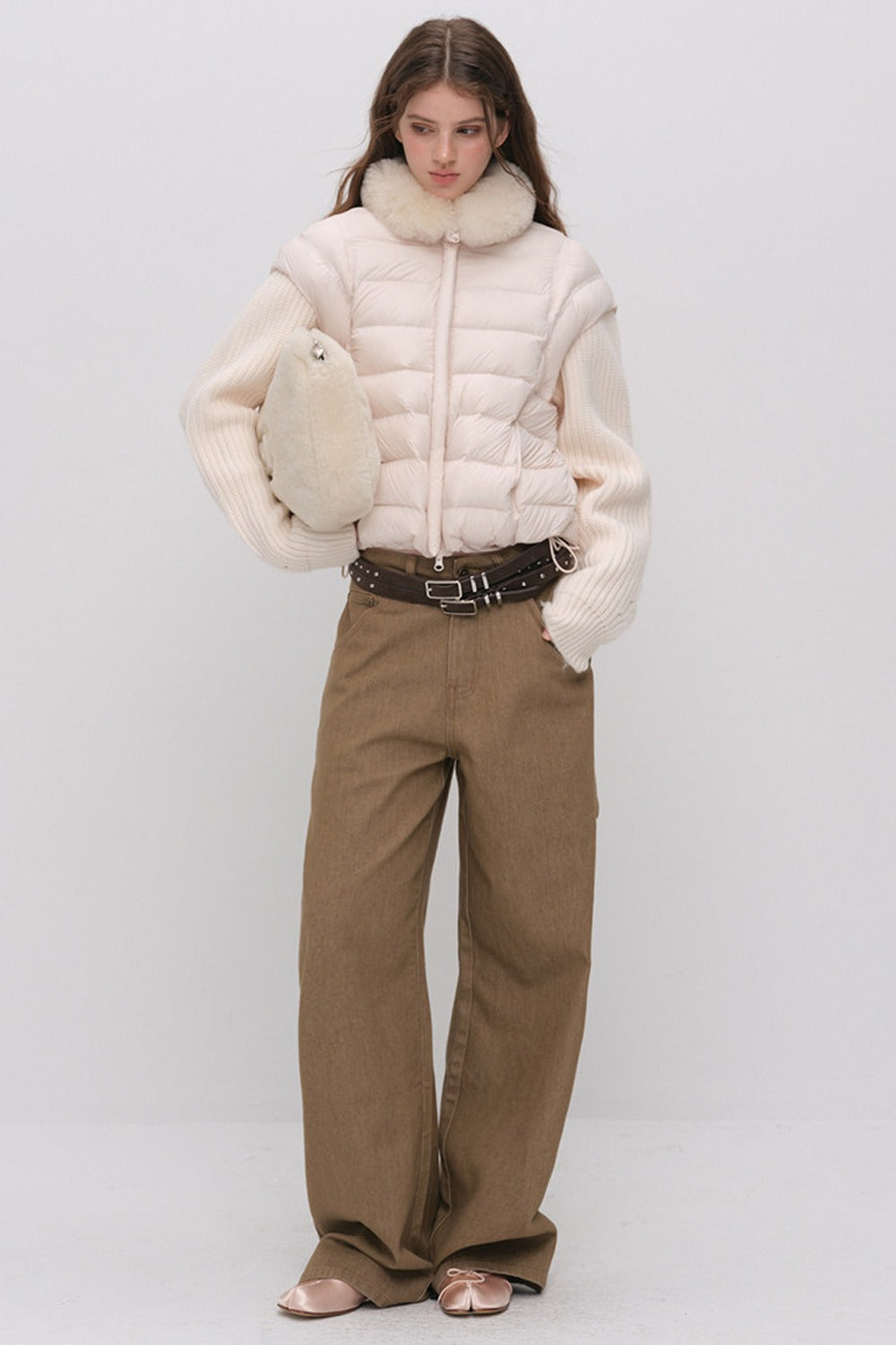 Convertible Detachable Knit Sleeve Down Vest