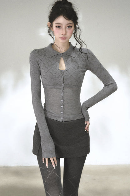 Retro Waist-Slimming Knit Cardigan