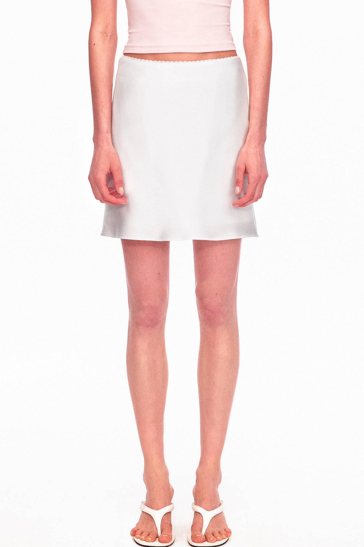 Smooth Real Acetate Mid-Waist Lace Skirt