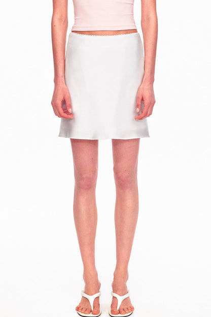Smooth Real Acetate Mid-Waist Lace Skirt