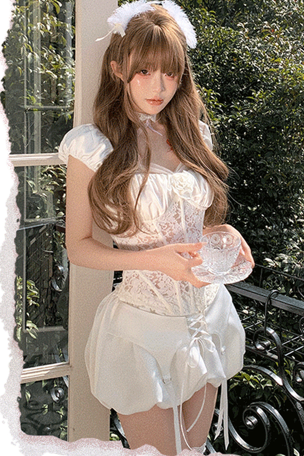 Satin Lace Fishbone Top Set-Up