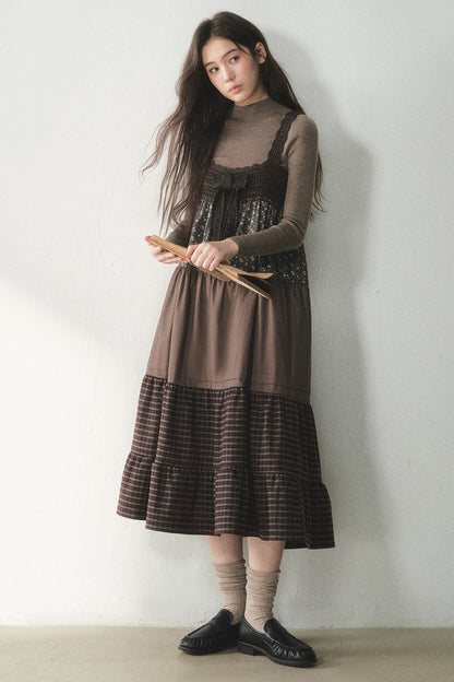 Floral Plaid Patchwork Cake Dress