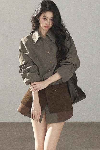 Autumnal Botanical Shirt and Skirt Set