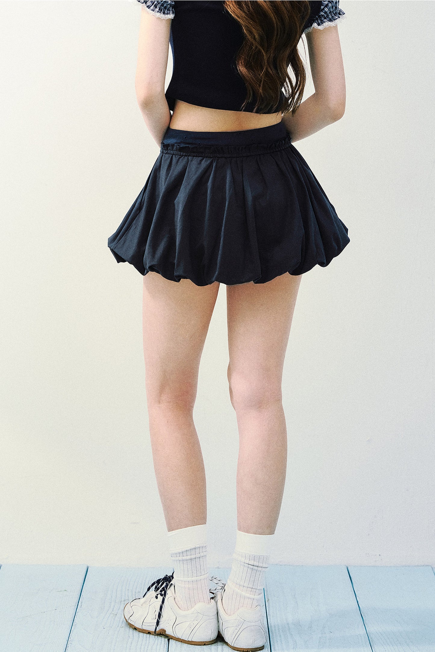 Navy Blue Pleated Skirt